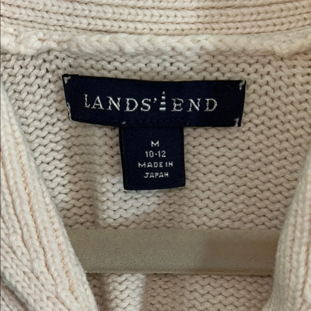 Lands' End Women’s V-Neck Cream Sweater - Picture 3 of 5